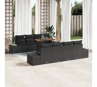Set De Sofa De Jardin Vidaxl Ensemble De 7 Noir Rotin Et Coussins En Tissu