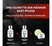 Set de soin de barbe avec shampooing Huile à barbe Baume de soin Cire Set cadeau hommes