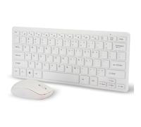 Set de souris sans fil 2,4 G - Mini clavier portable ultra fin avec protection pour clavier, clavier et souris - Pour ordinateur portable de bureau avec récepteur micro USB (blanc)