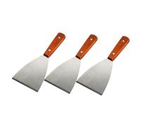 Set de Spatules Barbecue à Manche Bois en Acier Inoxydable 3 Pièces | Pelle à Frire Inclinée, Grattoir Métal pour Nettoyage, Usage Hôtel et Maison