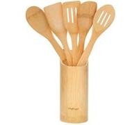 Set de Spatules en Bambou Cuisine avec Pot Range-Couverts Cheffinger Marron / Beige