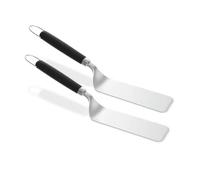 Weber Spatules pour plancha Lot de 2 en acier inoxydable bords biseautés Argent/Noir