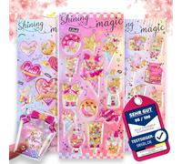 Set de stickers à secouer remplis de paillettes - Lot de 3 - Jolly Stickers® pour cadeaux d'anniversaire - Autocollants à secouer - Licorne - Collection - Autocollants pour scrapbooking - Album de