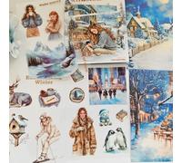 Set de stickers pour scrapbooking et journalisation, 20 feuilles - Thème paysage d'hiver - Autocollants pour scrapbooking, journal intime, bullet journal, notebook, création DIY (Pays des neiges)