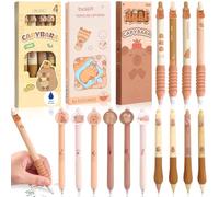 Set de stylo à encre gel Capybara, Articles Capybara, Set de stylos à bille effaçables avec 4 stylos animaux, stylo kawaii rétractables et autocollants Capybaras 0,5 mm Fourniture de Vacances