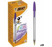 Set de stylos à bille Bic Cristal Fun Purpur 1,6 mm (18 pièces)