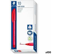 Set de stylos à bille Staedtler Ball 4320 rouge 1 mm (100 pièces)