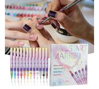 Set de stylos à ongles à 12 couleurs, doublure pour peinture artistique à séchage rapide, marqueurs pour vernis à ongles, doublure anti-bavures à séchage rapide, marqueurs artistiques pour ongles en