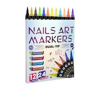 Set de Stylos à Ongles Outils de Manucure Double Pointe 24 Couleurs