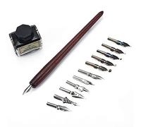 Set de stylos à plonger, calligraphie anglaise, stylo à tremper en bois fait à la main avec 11 plumes de style différent, encre d'écriture et stylo plume dans une boîte cadeau