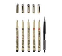 Sakura Pigma - Set Manga, 6 feutres noirs + porte-mine, 3 pointes calibrées, brush pen