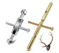 Set de Support Trophée Cerf - Argent et Laiton Fixation Tête de Mort Réglable 63,5-102 mm Vis 46,5 mm pour Montage Mural pour Affichage Corne de Chasse, Facile à Installer (2 pièces)