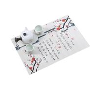 Set de Table 45X30, Placemats Halloween Rouge Blanc Noir Lot de 6 Fleurs et Poèmes Vinyle Polyester sous Assiette