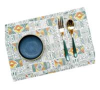 Set de Table 45X30, Placemats Halloween Vert Jaune Lot de 6 Motif Géométrique Vinyle Polyester sous Assiette