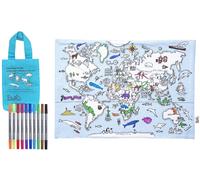Set de table à colorier - Carte du monde : animaux et vie marine | Eat Sleep Doodle