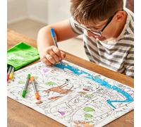 Set de table à colorier lavable et réutilisable Forêt avec 10 feutres