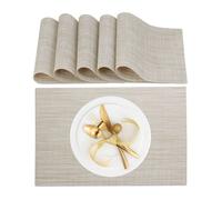 Set de table (à manger), 6 dessous, en plastique, lavable, résistant à la chaleur, 45 x 30 cm, beige Label