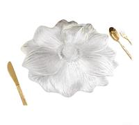 Set de table antidérapant imperméable en PVC résistant à l'huile Motif floral nordique résistant à la chaleur pour décoration de table intérieure ou extérieure (argenté)