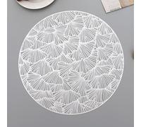 Set de Table Argenté, Set de Table Lot de 6 Motif de Feuille de Ginkgo Creuse PVC sous Assiette 38cm