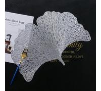 Set de Table Automne PVC, sous Assiette Argent Lot de 6 Motif de Feuille de Ginkgo Creuse de Luxe Dessous de Table 40x44cm