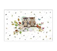 Set de Table avec Un Couple de Chouettes perché tranquillement sur sa Branche