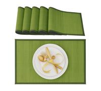 Set de table, bambou, lot de 12, tables manger, 30 x 45 cm, rectangle, tapis de table antidérapant lavable, vert