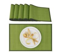 Set de Table, Bambou, Lot de 6, Tables Manger, 30 x 45 cm, Rectangle, Tapis de Table antidérapant Lavable, Vert