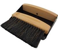 Set de table BURI en bois et métal - Balai de table naturel et pelle en bois de hêtre et poils de cheval - Mini balai à main et balayette magnétique, noir