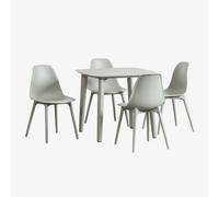 Set De Table Carrée 85x85 Cm Et 4 Chaises De Jardin En Polypropylène Scand Vert Kaki Vert