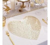 Set de table contemporain en PVC avec motif cœur optimisé pour set de table utilitaire et présentation visuelle raffinée (doré)