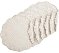 Set de Table Coton Matelassé, Lot de 6 Sets Table Ronds lavables for Cuisine, en Tissu Coton, 33 x cm(Flax Color,15"x15")