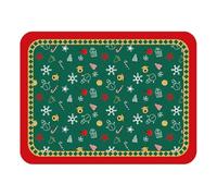 Set de Table Cuir Vert, Set de Table Lavable Lot de 4 Motif de Flocons de Neige et de Cerfs de Noël sous Assiette 30x40cm