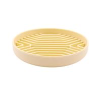 Set de table d'apprentissage Slow Food pour chat - Tapis à lécher - En silicone - Pour manger lentement - Bol de nourriture lente - Pour chiot - Assiette à lécher - Couverts (Jaune, 20 x 20 cm)