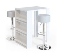 Set de table de bar, 57x80cm avec 2 tabourets de bar, Blanc, Vicco 33215