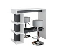 Set de table de bar Dana, 108x50cm avec 2 tabourets de bar, Blanc, Vicco 36948