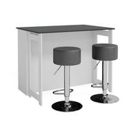 Set de table de bar Dominic, 116x37cm avec 2 tabourets de bar, Anthracite/Blanc, Vicco 41545