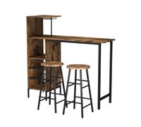 Vicco Set de Table de Bar Fyrk, Noir/chêne Rustique, 121.5x40cm