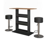 Set de table de bar Repose, 110x55cm avec 2 tabourets de bar, Chêne de force doré/Anthracite, Vicco 55735