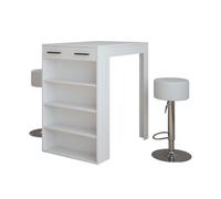 Set de table de bar Repose, 67x100cm avec 2 tabourets de bar, Blanc, Vicco 55713
