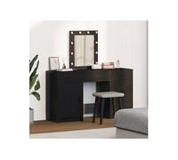 vidaXL Coiffeuse Set de maquillage 3 pièces - Bois noir - Éclairage LED