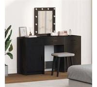 Set de table de maquillage 3 pièces avec éclairage LED en bois noir Noir