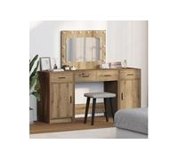 Set de Table de Maquillage en 3 Pièces avec LED, Chêne Artisan, Bois d ingénierie