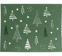 Set de table de Noël en feutre vert, 45×35cm, 4 pièces - Décoration de table festive avec motif de sapin
