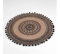 Set de table - DECORLINE - 38 cm - Jute imprimé - Pompons Renata - Noir