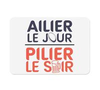 Set de Table Dessous en Caoutchouc Blanc - Ailier Le Jour Pilier Le Soir Sport Rugby Apéro Bar - Grand Format 39,5 x 28,5 cm