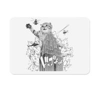 Set de Table Dessous en Caoutchouc Blanc - Chaton Gratte Ciel Collage Art Surréalisme Japon Manga New York - Grand Format 39,5 x 28,5 cm