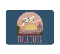Set de Table Dessous en Caoutchouc Bleu - Toulouse Paysage Avion Ville France Voyage - Grand Format 39,5 x 28,5 cm