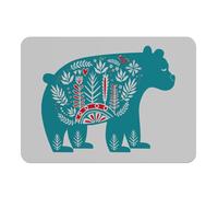 Set de Table Dessous en Caoutchouc Gris - Ours Motif de Noel Houx Sapin de Noel Hiver Neige - Grand Format 39,5 x 28,5 cm