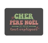 Set de Table Dessous en Caoutchouc Noir - Cher Père Noel Je Peux Tout Expliquer Noel Hiver Cadeau - Grand Format 39,5 x 28,5 cm