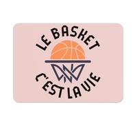 Set de Table Dessous en Caoutchouc Rose - Le Basket C'est la Vie Sport Basketball Ballon - Grand Format 39,5 x 28,5 cm